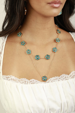 Rose- 10 Roses Choker (Turquoise)