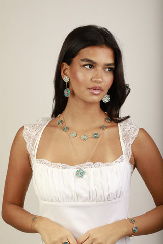 Rose- Long Necklace (Turquoise)