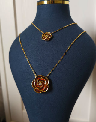 Rose (Orange-Red)- Long Necklace