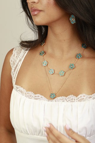 Rose- Short Necklace (Turquoise)